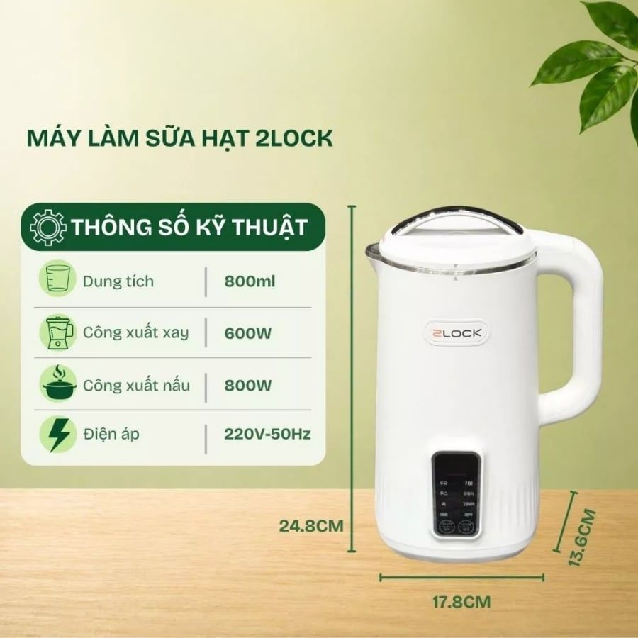 Máy làm sữa hạt 2Lock Korea 0.8L
