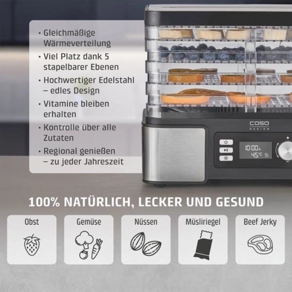 Máy sấy thực phẩm Caso DH450 5 tầng 450W bảo quản thực phẩm