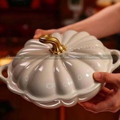  Nồi chảo gang Le Creuset Meringue 28cm 2.5L bí ngô - Màu kem 
