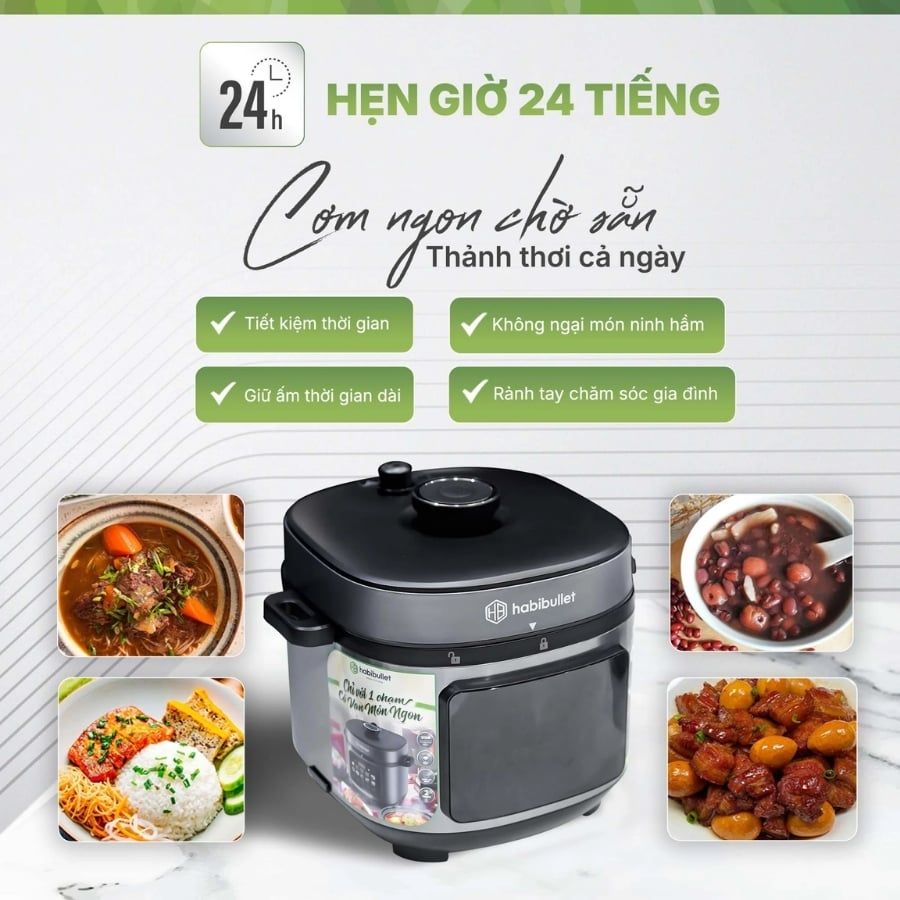 Nồi cơm áp suất đa năng Habibullet PHB-8386 6 lít