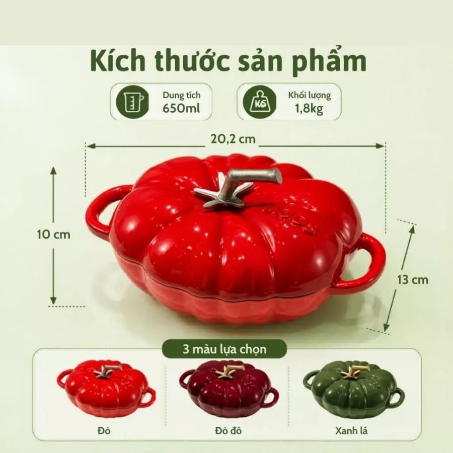 Nồi gang cà chua mini Moos 16cm 650ml