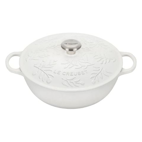 Nồi gang Le Creuset Marmite Olive Cành oliu 28cm 4.9L - Màu Trắng