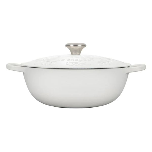 Nồi gang Le Creuset Marmite Olive Cành oliu 28cm 4.9L - Màu Trắng