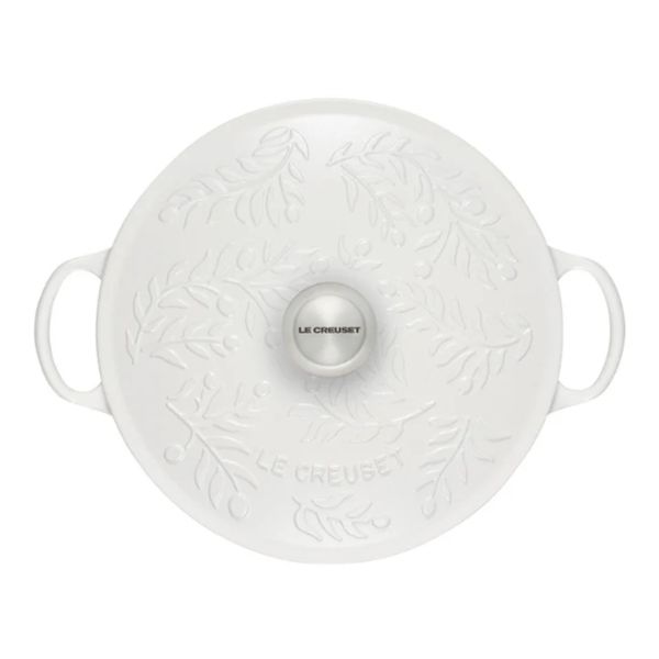 Nồi gang Le Creuset Marmite Olive Cành oliu 28cm 4.9L - Màu Trắng