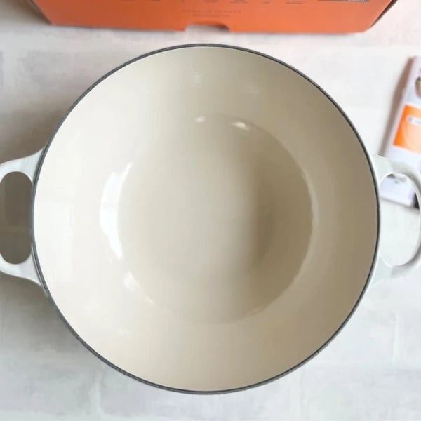 Nồi gang Le Creuset Marmite Olive Cành oliu 28cm 4.9L - Màu Trắng