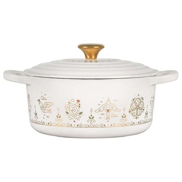 Nồi gang Le Creuset Noel 22cm 3.3L - Màu Trắng