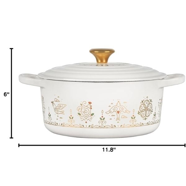 Nồi gang Le Creuset Noel 22cm 3.3L - Màu Trắng