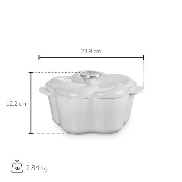 Nồi gang Le Creuset Petal hình hoa 2L (Màu hồng dâu/ vàng)