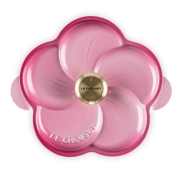 Nồi gang Le Creuset Petal hình hoa 2L (Màu hồng dâu/ vàng)