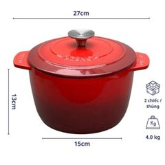  Nồi gang Oceno 20cm (cao 13cm) - Màu đỏ 