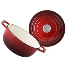  Nồi gang Oceno 22cm - Màu đỏ cherry 