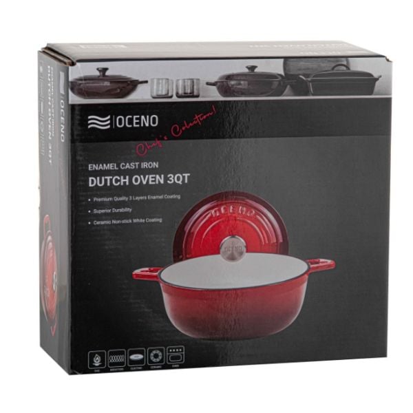 Nồi gang Oceno 22cm - Màu đỏ cherry