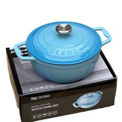  Nồi gang Oceno 22cm - Màu Xanh Light 