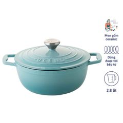  Nồi gang Oceno 22cm - Màu Xanh Mint 