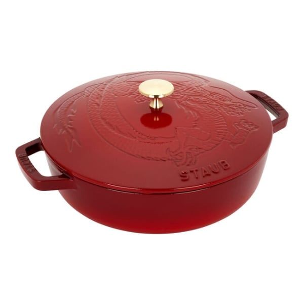 Nồi gang Staub 24cm 2.5L màu đỏ hình rồng - 1028915