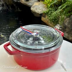  Nồi gang Staub 24cm 3.7L vung kính - Màu đỏ 