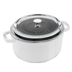  Nồi gang Staub 24cm 3.7L vung kính - Màu Trắng 