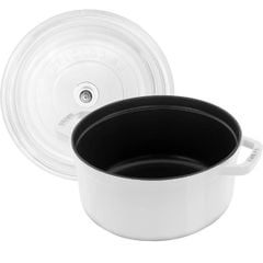  Nồi gang Staub 24cm 3.7L vung kính - Màu Trắng 