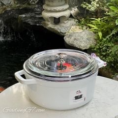  Nồi gang Staub 24cm 3.7L vung kính - Màu Trắng 