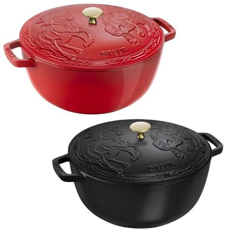 Nồi gang Staub 26cm 5L họa tiết song mã