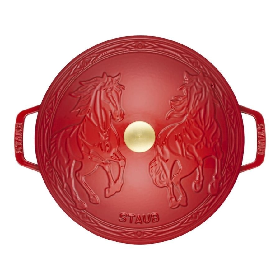 Nồi gang Staub 26cm 5L họa tiết song mã
