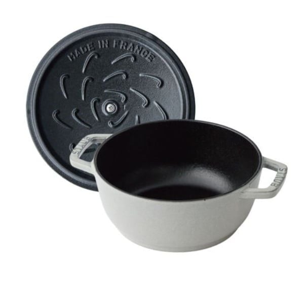 Nồi gang Staub Margaret bông lúa 16cm 1.1L màu ghi xám - 1125816107