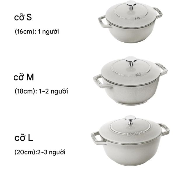 Nồi gang Staub La Marmite Lys 16cm 1.1L màu ghi xám - 1121816107