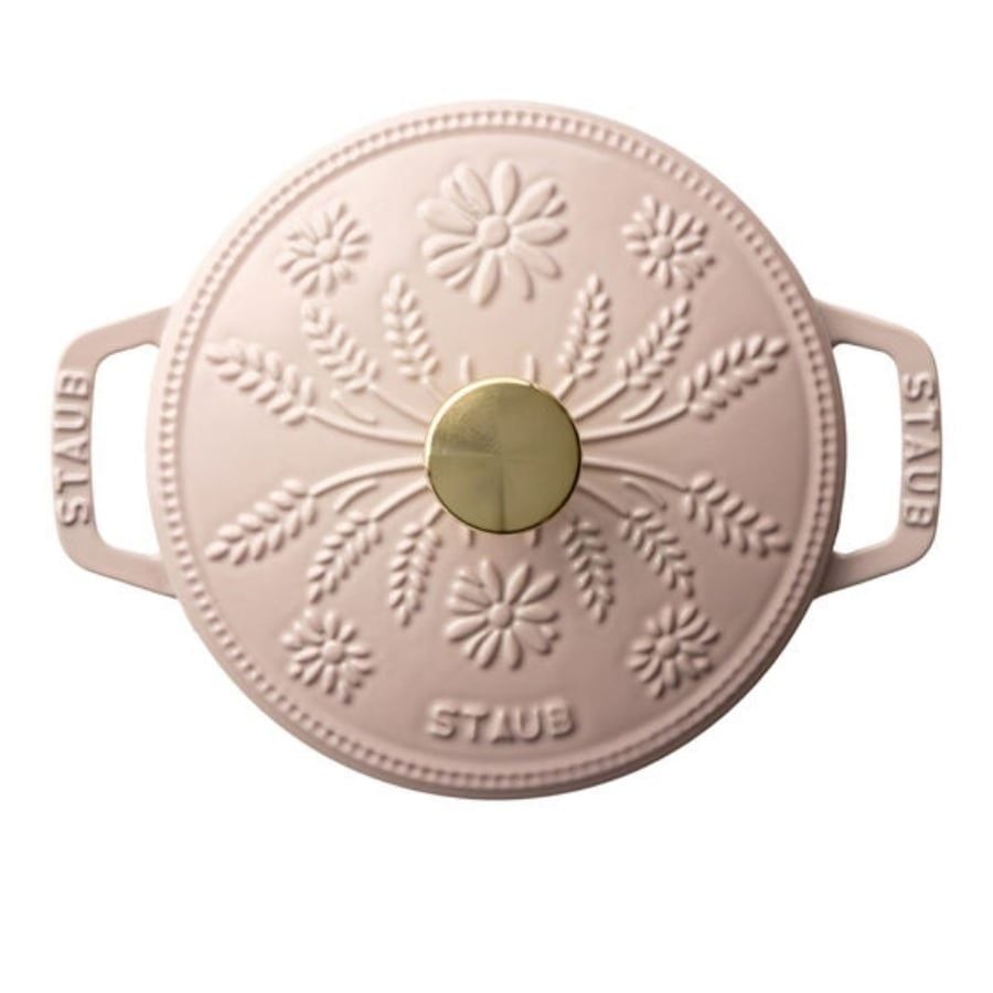 Nồi gang Staub Margaret bông lúa 16cm 1.1L màu hồng sorbet