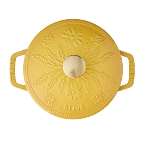 Nồi gang Staub Margaret bông lúa 16cm 1.1L màu vàng
