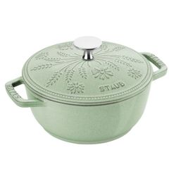  Nồi gang Staub Margaret bông lúa 16cm 1.1L màu xanh mint 