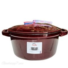  Nồi gang Staub Stackable 24cm 4L màu đỏ mận hình rồng - 14642487 