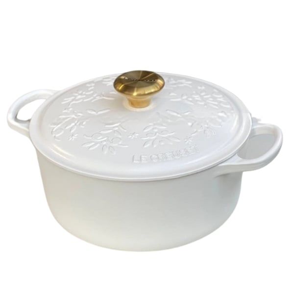 Nồi gang tròn Le Creuset Noel 24cm 4.2L - Màu Trắng