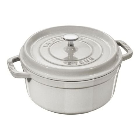 Nồi gang tròn Staub 20cm 2.2L - Màu trắng sữa White Truffle