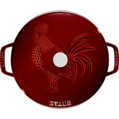  Nồi gang tròn Staub 24cm 3.7L nắp hình gà - Màu Đỏ Rượu 