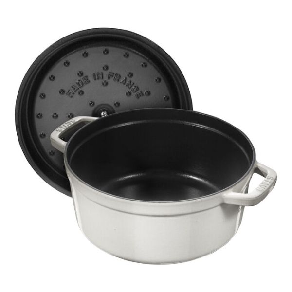 Nồi gang tròn Staub 24cm 3.8L - Màu trắng sữa White Truffle