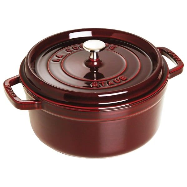 Nồi gang tròn Staub 26cm kèm xửng hấp 5.2L - Màu Đỏ Mận Chín