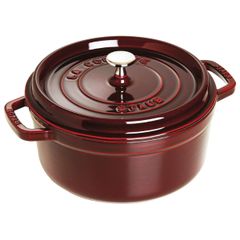  Nồi gang tròn Staub 26cm kèm xửng hấp 5.2L - Màu Đỏ Mận Chín 