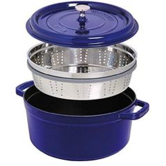  Nồi gang tròn Staub 26cm kèm xửng hấp 5.2L - Xanh Dark blue 