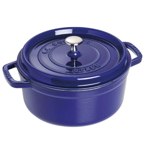 Nồi gang tròn Staub 26cm kèm xửng hấp 5.2L - Xanh Dark blue