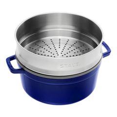  Nồi gang tròn Staub 26cm kèm xửng hấp 5.2L - Xanh Dark blue 