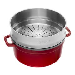  Nồi gang tròn Staub 26cm kèm xửng hấp 5.2L - Màu Đỏ anh đào 