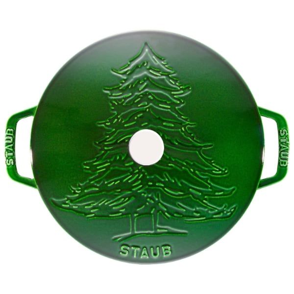 Nồi gang tròn Staub Christmas 24cm 3.7L Cây thông xanh 40501-088