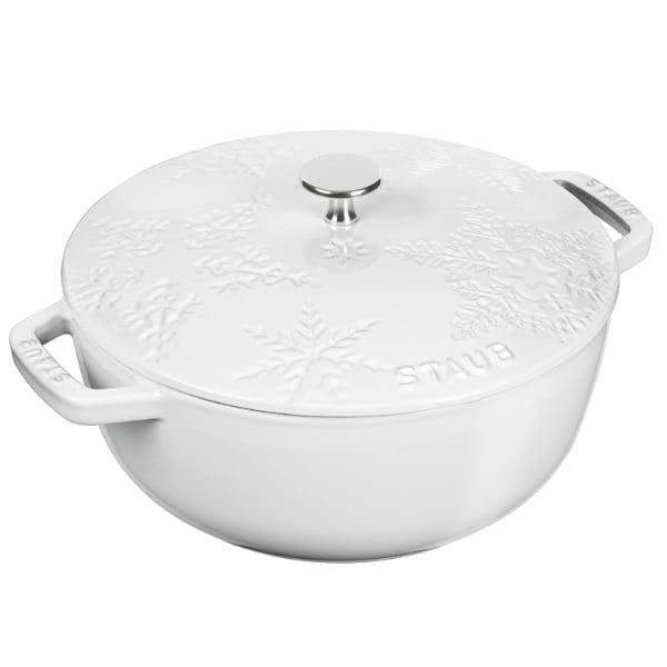 Nồi gang tròn Staub hoa tuyết 24cm 3.7L - Màu Trắng