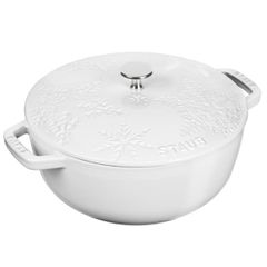  Nồi gang tròn Staub hoa tuyết 24cm 3.7L màu trắng 