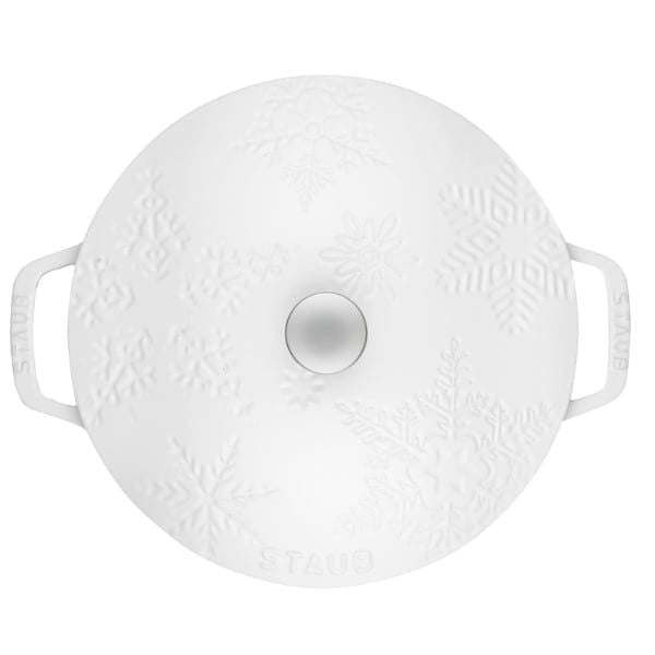 Nồi gang tròn Staub hoa tuyết 24cm 3.7L - Màu Trắng