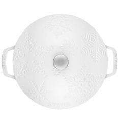  Nồi gang tròn Staub hoa tuyết 24cm 3.7L màu trắng 