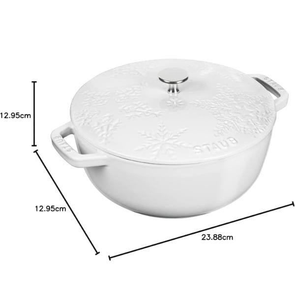 Nồi gang tròn Staub hoa tuyết 24cm 3.7L - Màu Trắng