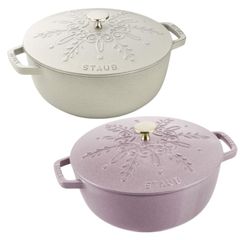  Nồi gang tròn Staub Snowflake Winter 16cm 1.1L màu hồng/ xám 