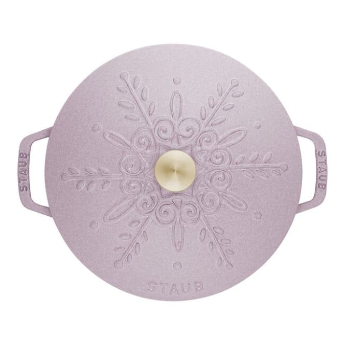 Nắp nồi gang Staub Snowflake Winter 16cm họa tiết Snowflake màu tím
