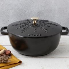  Nồi gang tròn Staub Snowflake Winter 24cm 3.6L - Màu đen 